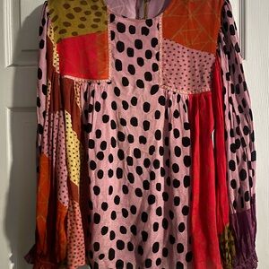 Colorful Polka Dot Patchwork Top